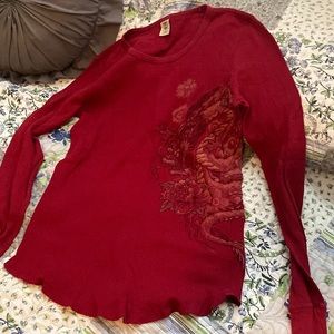 Lucky…thermal long sleeve shirt…wine red…L